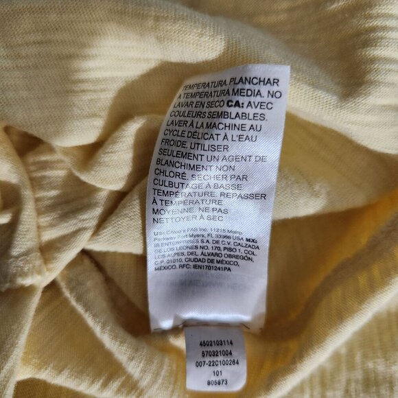 Chicos Top Womens Size 0 US XS Ultimate Tee Yellow 3/4 Sleeve Soft Cotton Blend - Picture 5 of 13